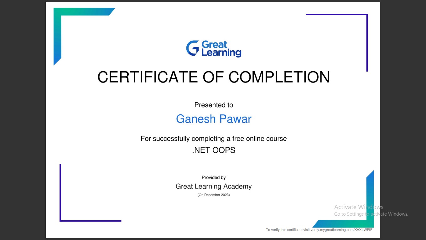 OOP's Concept Certificate